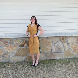 Custom gold front dress. Size 6